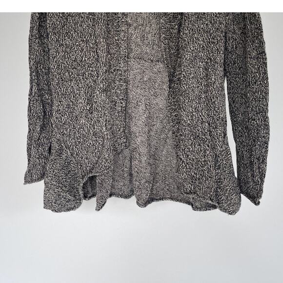 Eileen Fisher Heather Gray Linen Wool Flared Open Knit Cardigan Sweater Sz PM - Picture 4 of 9